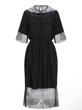 (A7) NWT Federica Tosi Black Crochet Lace Midi Dress | XS | Italian Designer